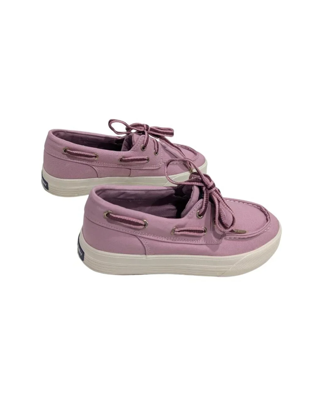 Sperry Mauve Pink Boat Shoes Women 3 Canvas Lace Up Memory Foam Casual